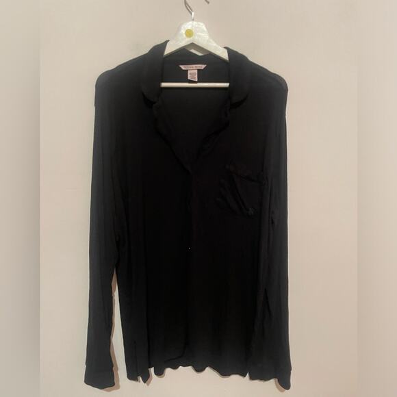 Black Long Sleeve Pajama top Victoria secret xl - Picture 1 of 5